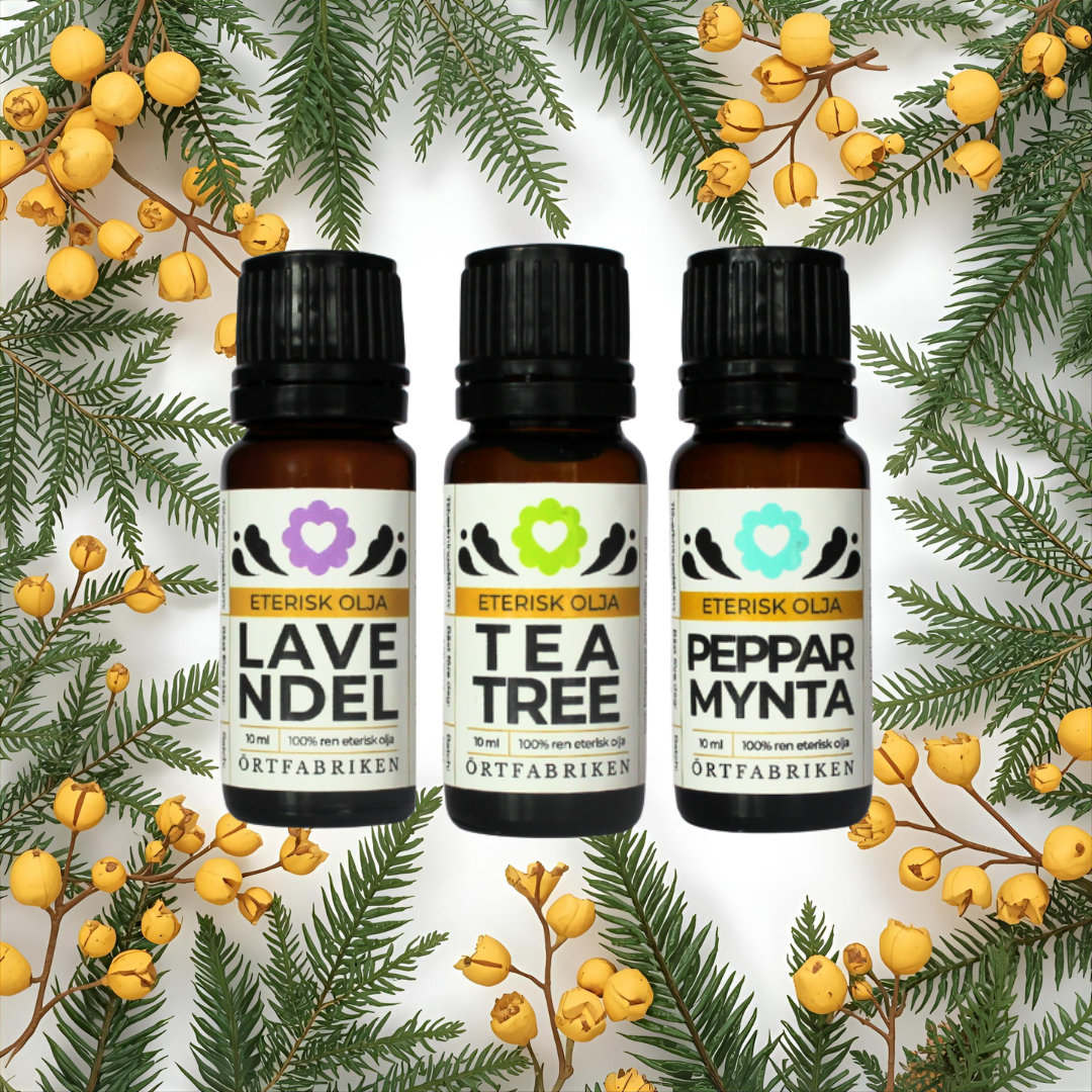 Tre eteriska oljor | Tea tree | Lavendel | Pepparmynta