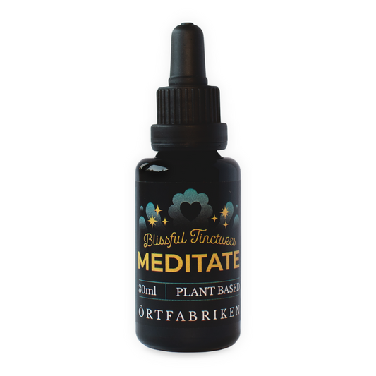 Prova Örtfabrikens Meditate i serien Blissful Tinctures. Meditate är en tinktur på örterna Gotu Kola och Holy Basil, för ett meditativt tillstånd.
