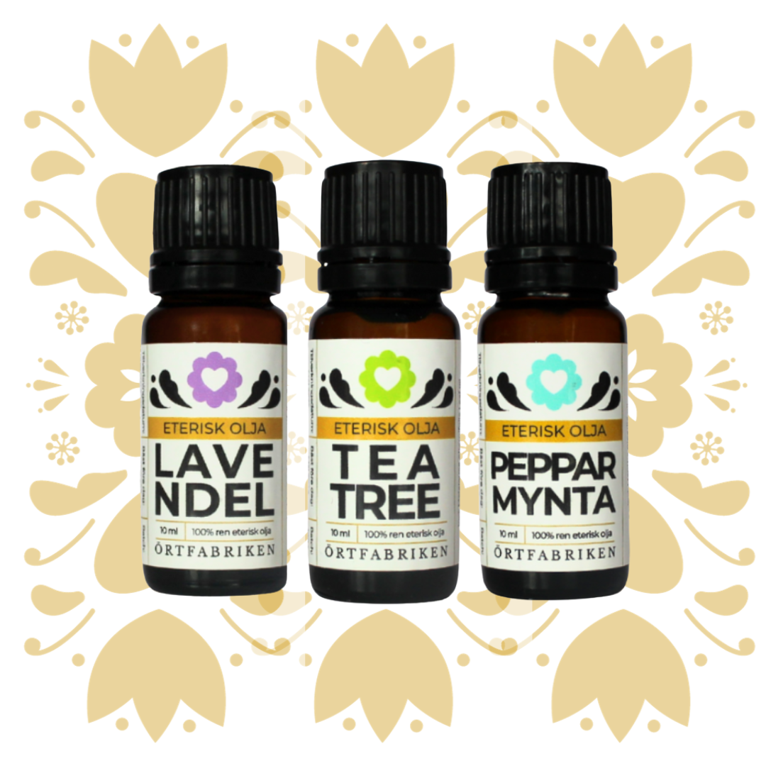 Tre eteriska oljor | Tea tree | Lavendel | Pepparmynta