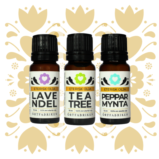 Tre eteriska oljor | Tea tree | Lavendel | Pepparmynta