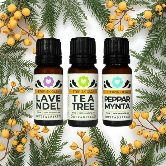 Tre eteriska oljor | Tea tree | Lavendel | Pepparmynta